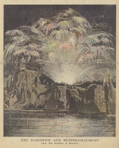 Bastille Day fireworks in the Parc des Buttes-Chaumont, Paris by French School